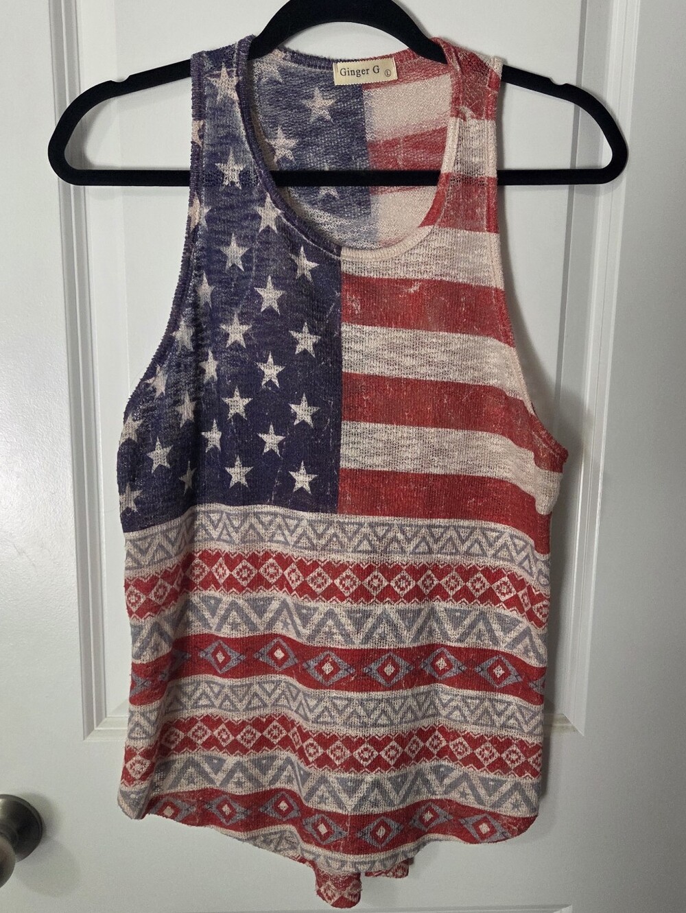 Ginger G Patriotic Americana Flag Tank Top - Red, Blue, White